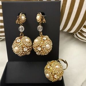 Erickson Beamon for Target crystals and pearl 
Gold Earrings and Ring set